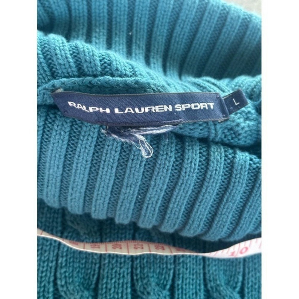Ralph Lauren Sport Teal Turtleneck Sweater-100% Cotton Women's size L Preppy - Picture 6 of 6